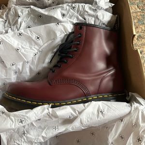 Doc Martens ladies boots, cherry red, worn only one time,no scuffs or scratches